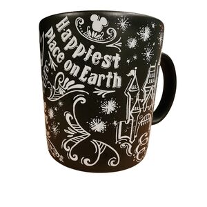 Black Disney Parks Mug with White Chalk Design